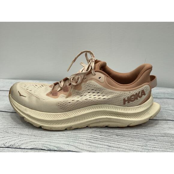HOKA Womens Vanilla/Sandstone Logo Lace Up Kawana 2 Sneaker Shoes US Size 11B - Picture 3 of 11